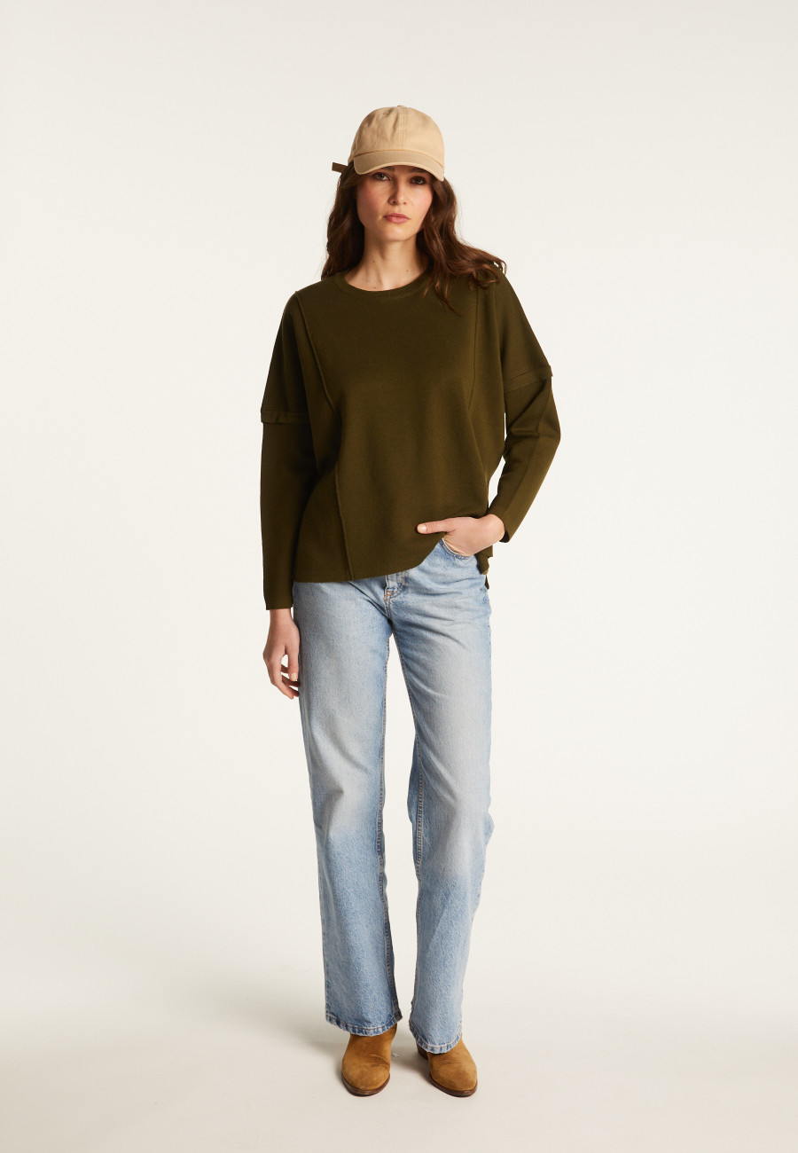 Loose-fit round-neck sweater in merino wool - Guerande