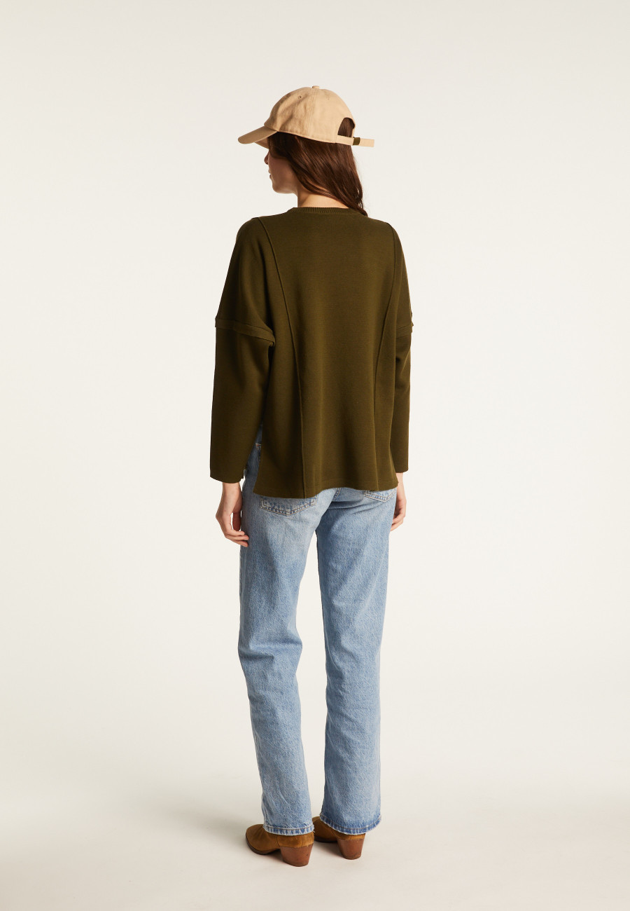 Loose-fit round-neck sweater in merino wool - Guerande