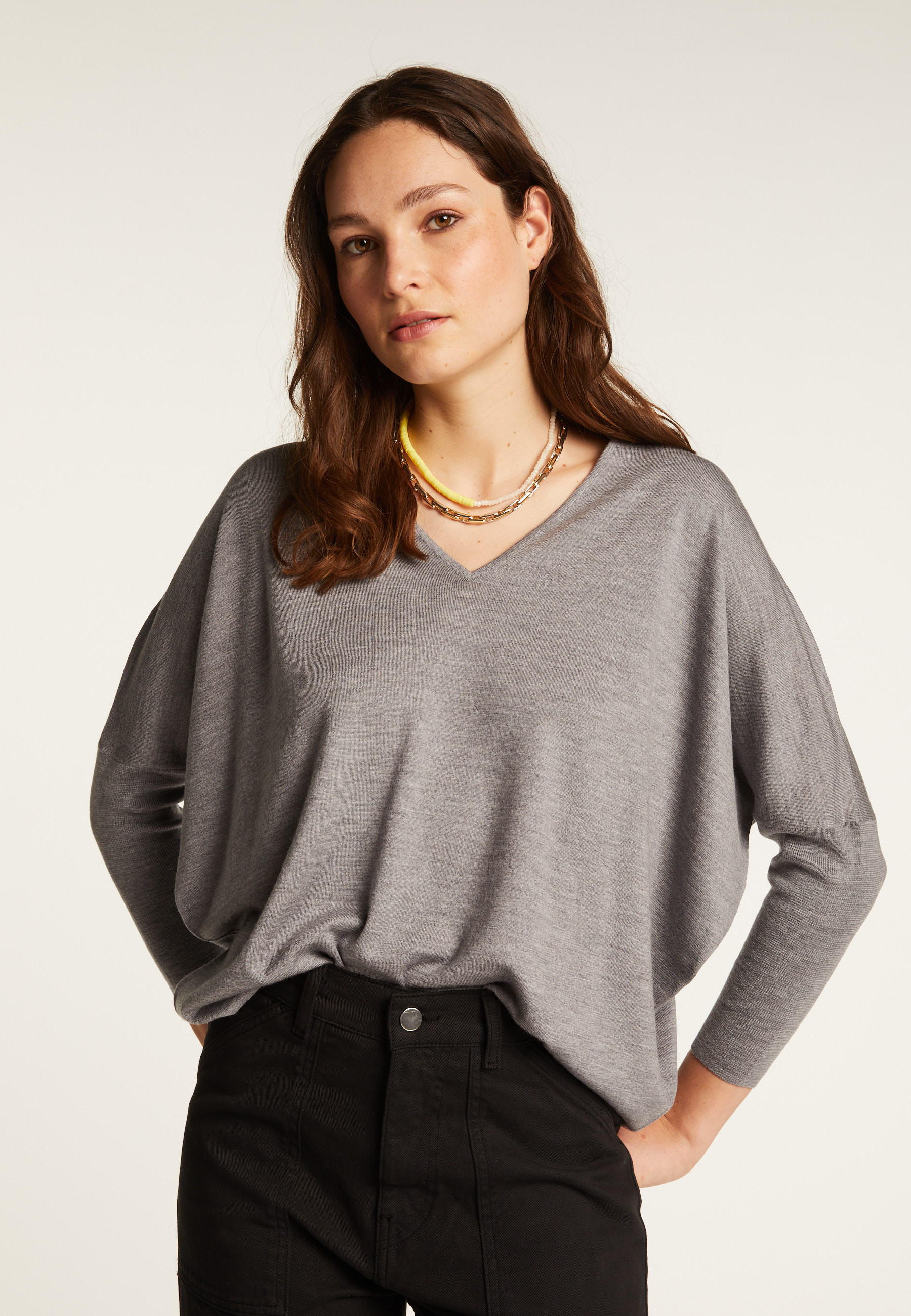 Merino wool V-neck sweater - Boxe