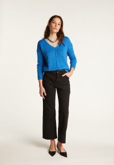 V-neck cotton and linen sweater - Nathalie