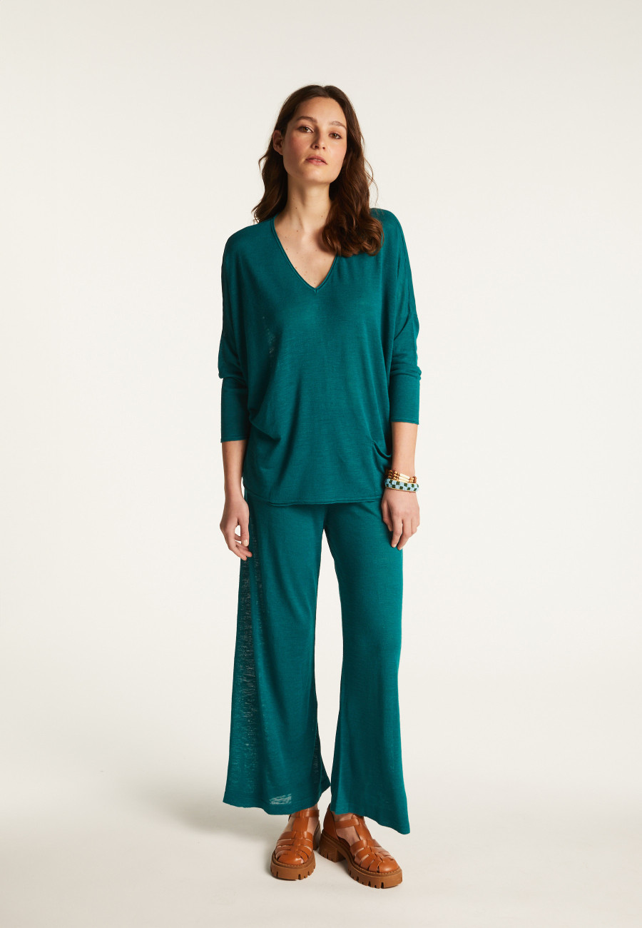 Camiseta folgada de linho com estampa slub - Balou