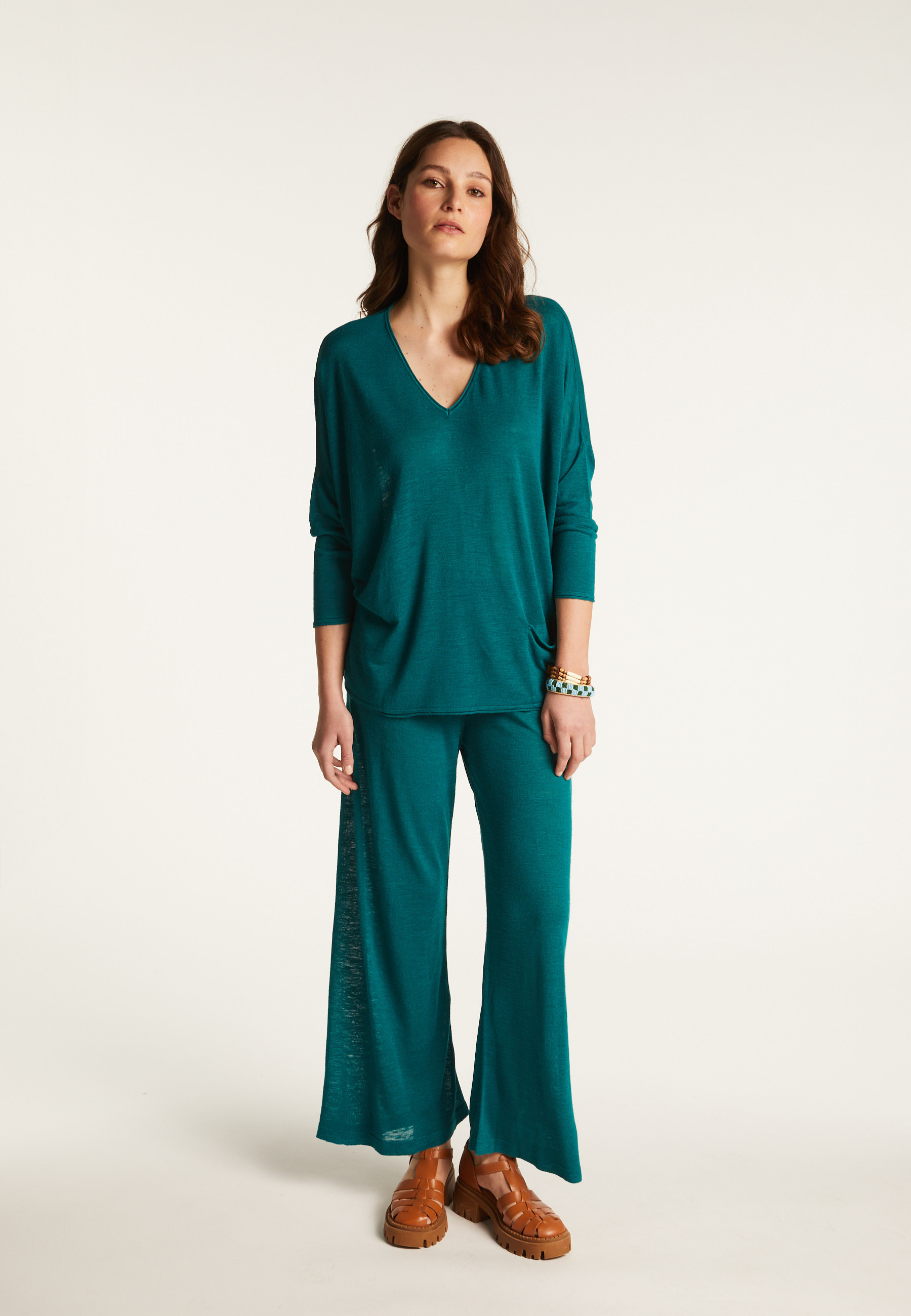 Batwing sleeve sweater in slub linen - Balou