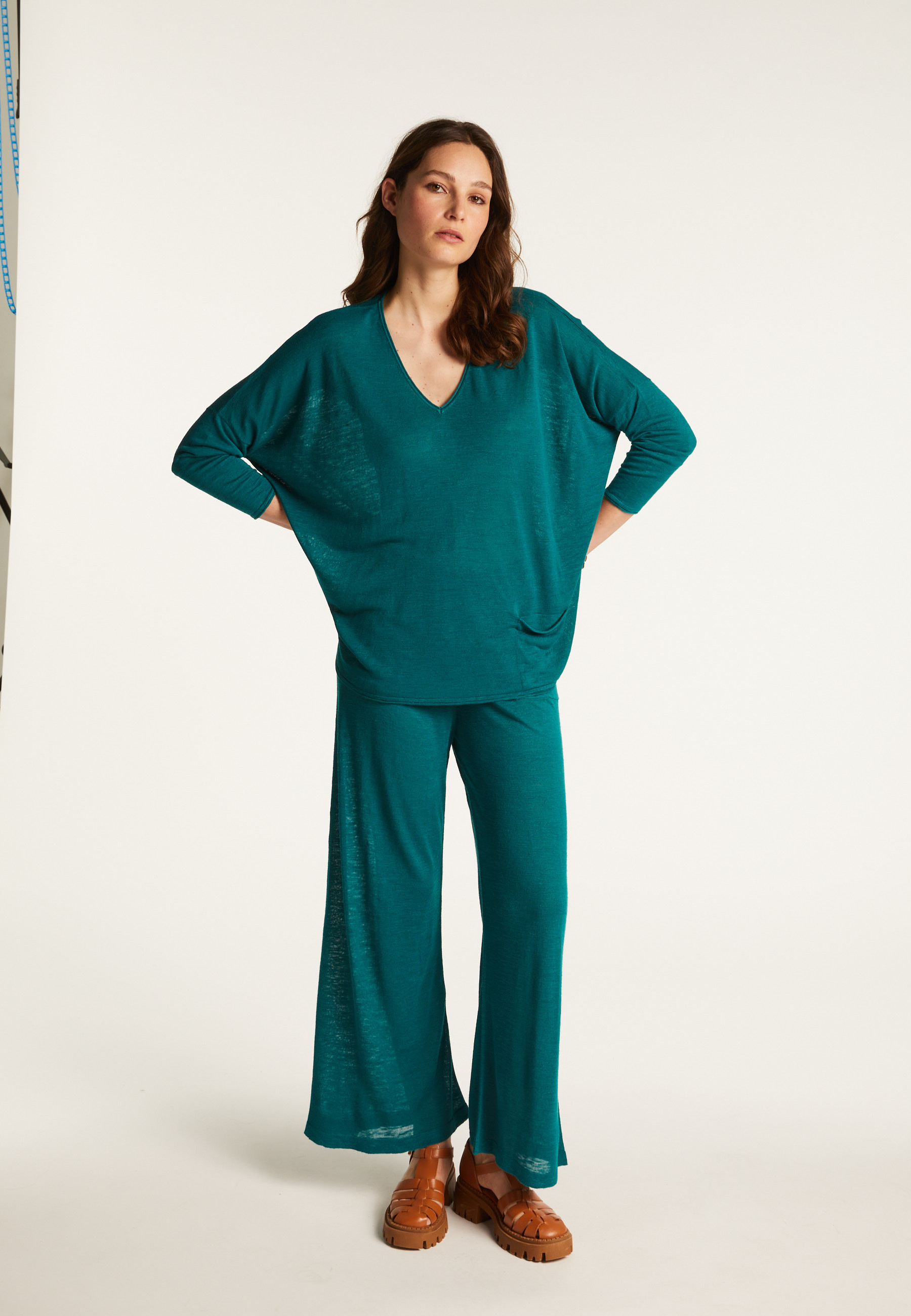 Batwing sleeve sweater in slub linen - Balou