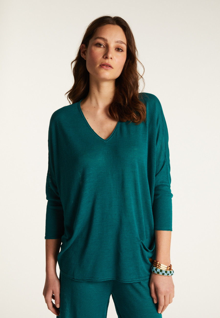 Camiseta folgada de linho com estampa slub - Balou