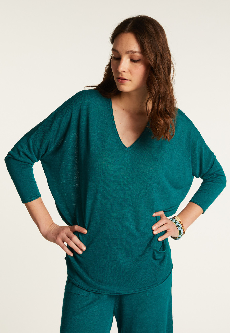 Camiseta folgada de linho com estampa slub - Balou