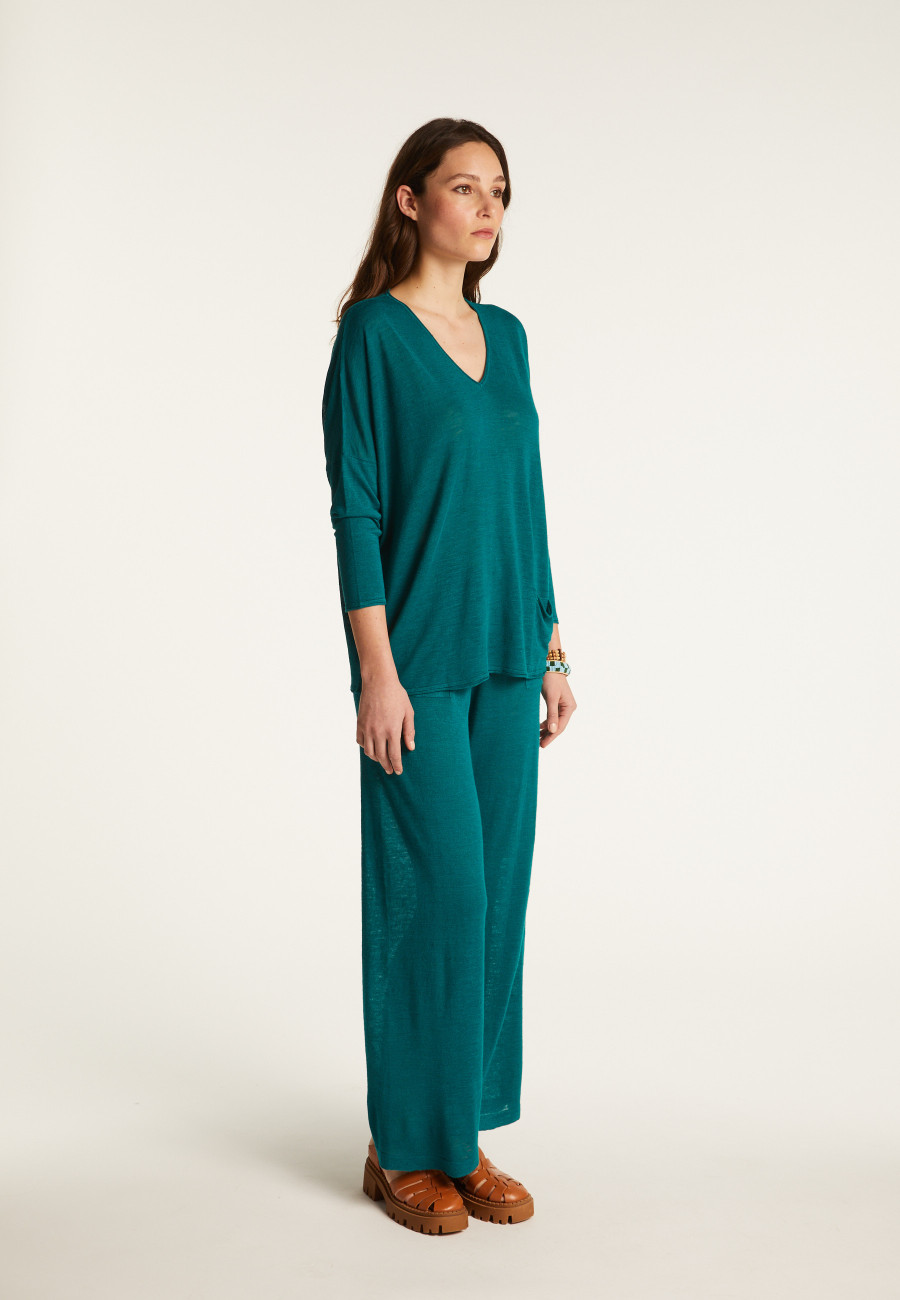 Camiseta folgada de linho com estampa slub - Balou