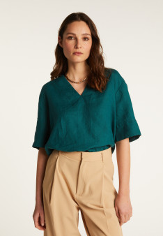 Linen V-neck T-shirt - Emma