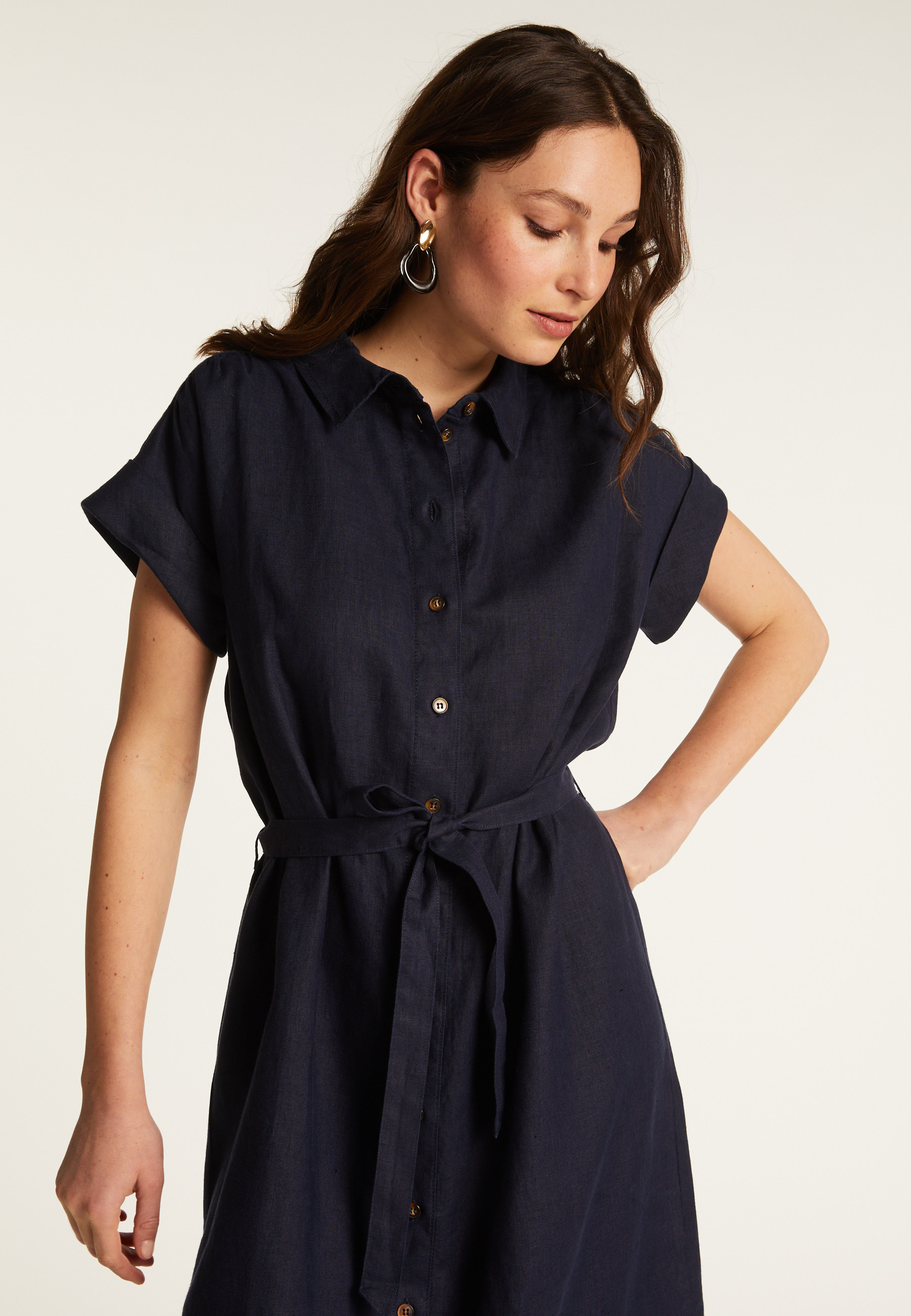 Long sleeve linen dress - Emy