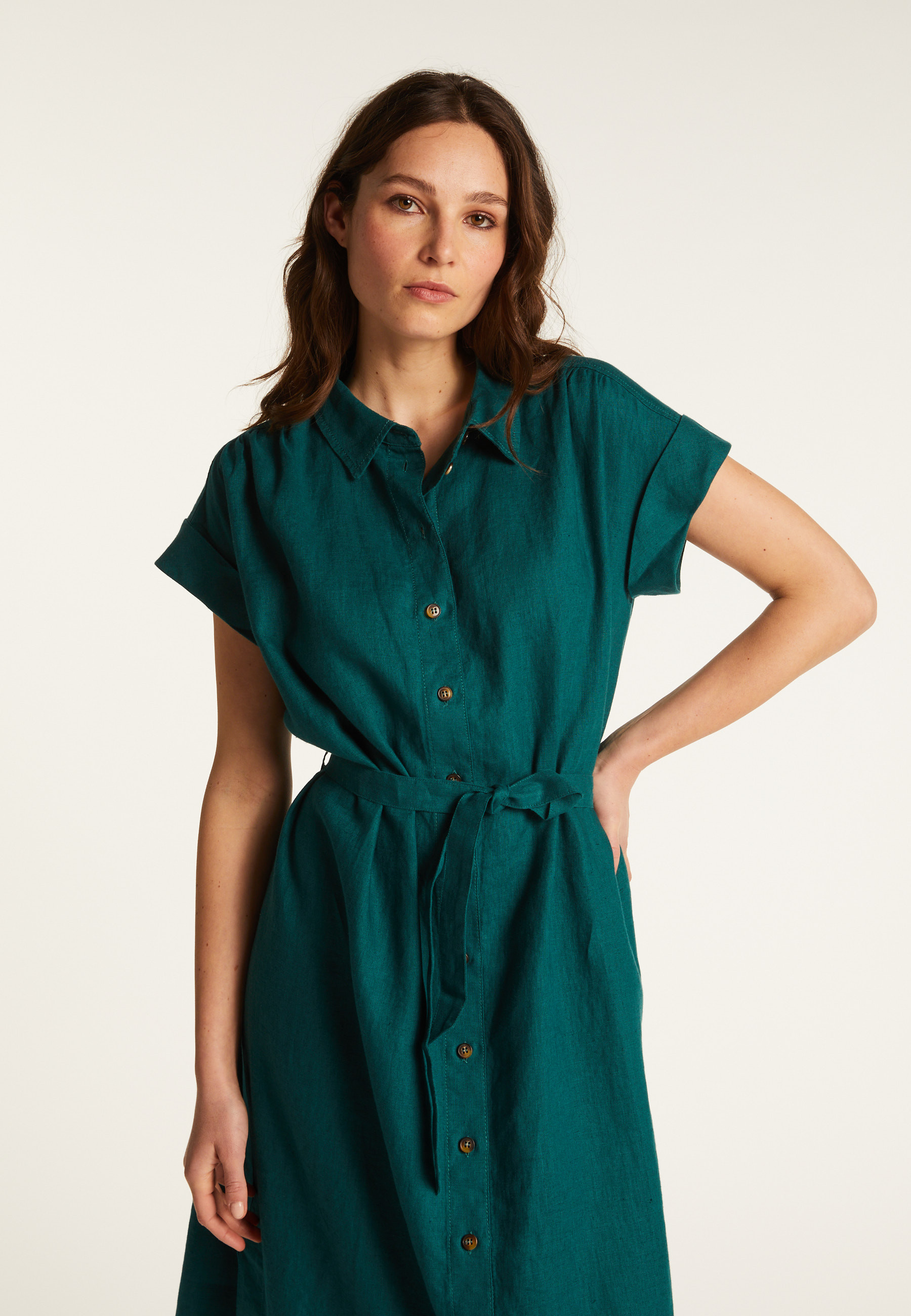 Long sleeve linen dress - Emy