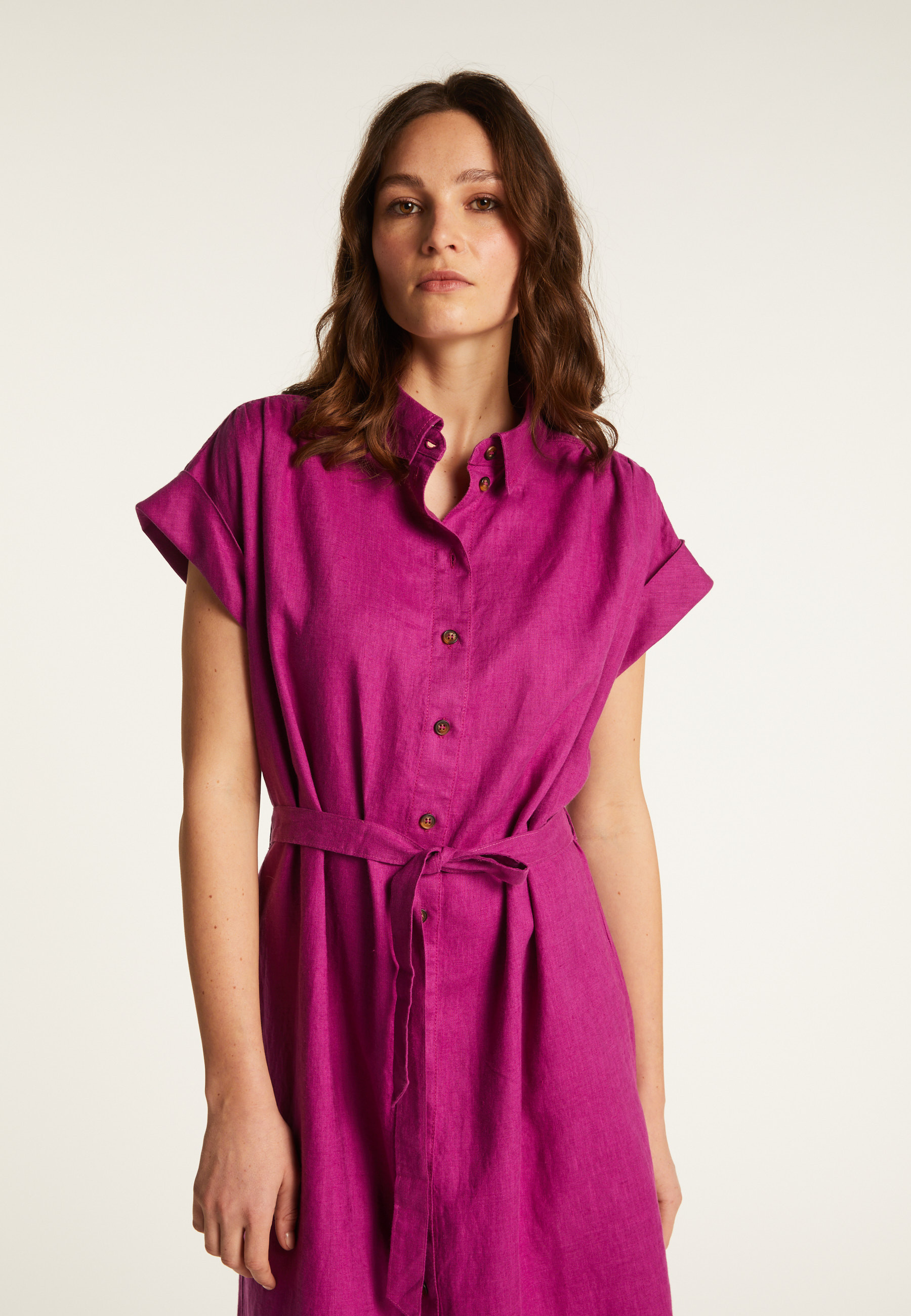 Long sleeve linen dress - Emy