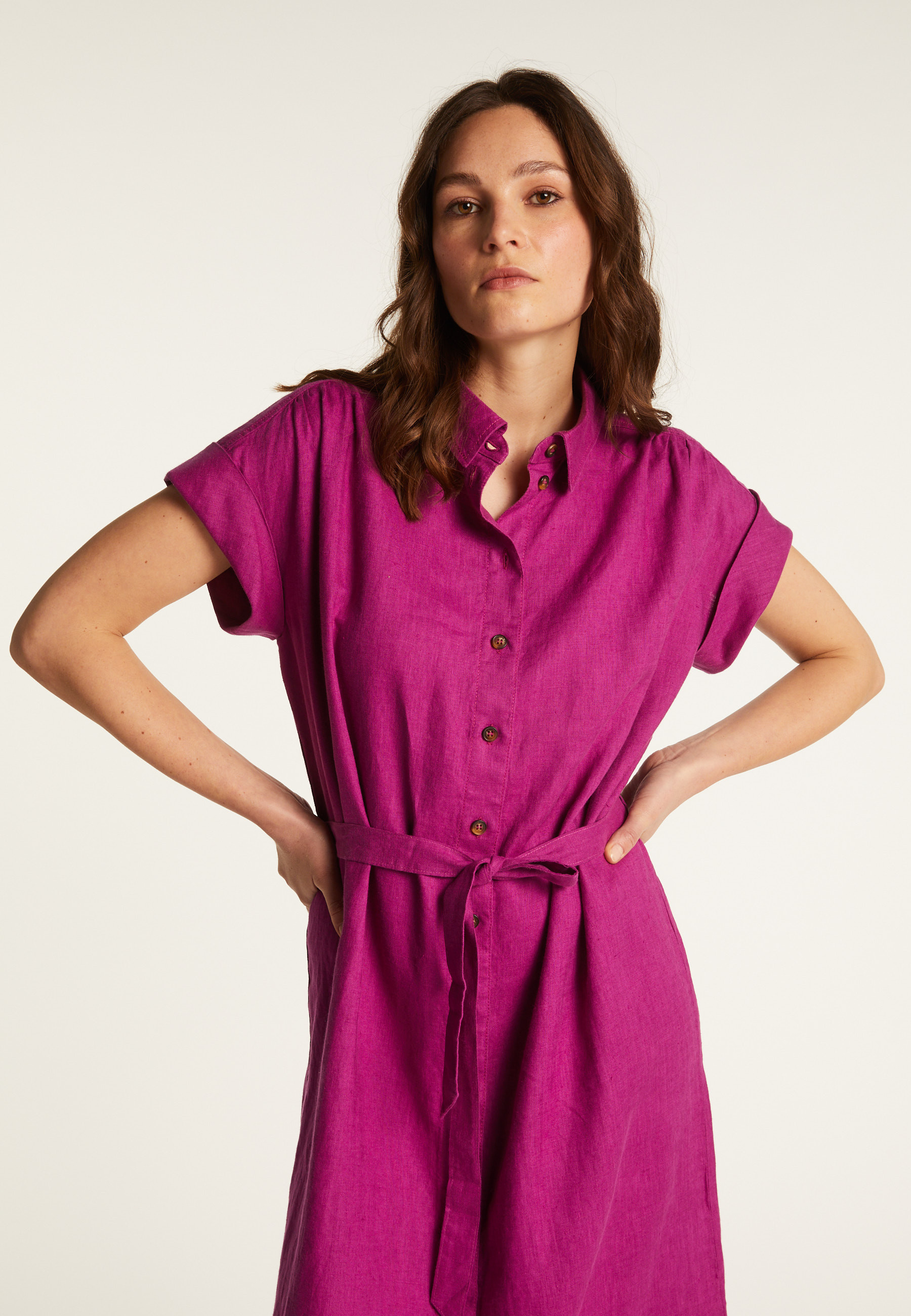 Long sleeve linen dress - Emy