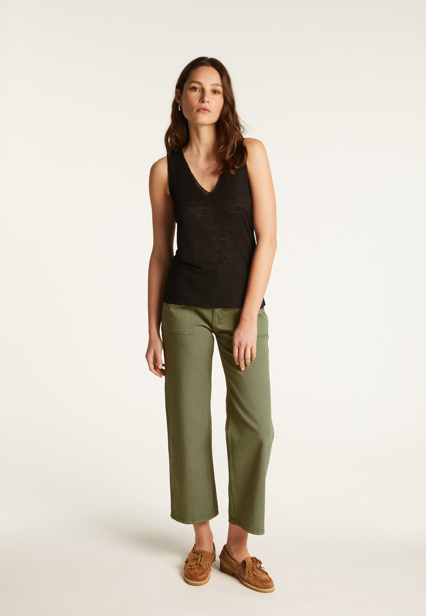 Slub linen V-neck tank top - Lalita