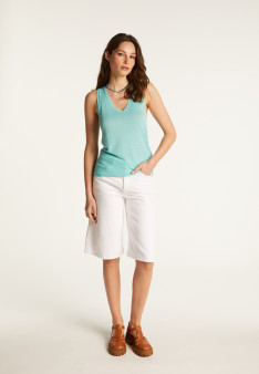 Slub linen V-neck tank top - Lalita