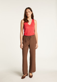 Débardeur col V en lin flammé - Lalita