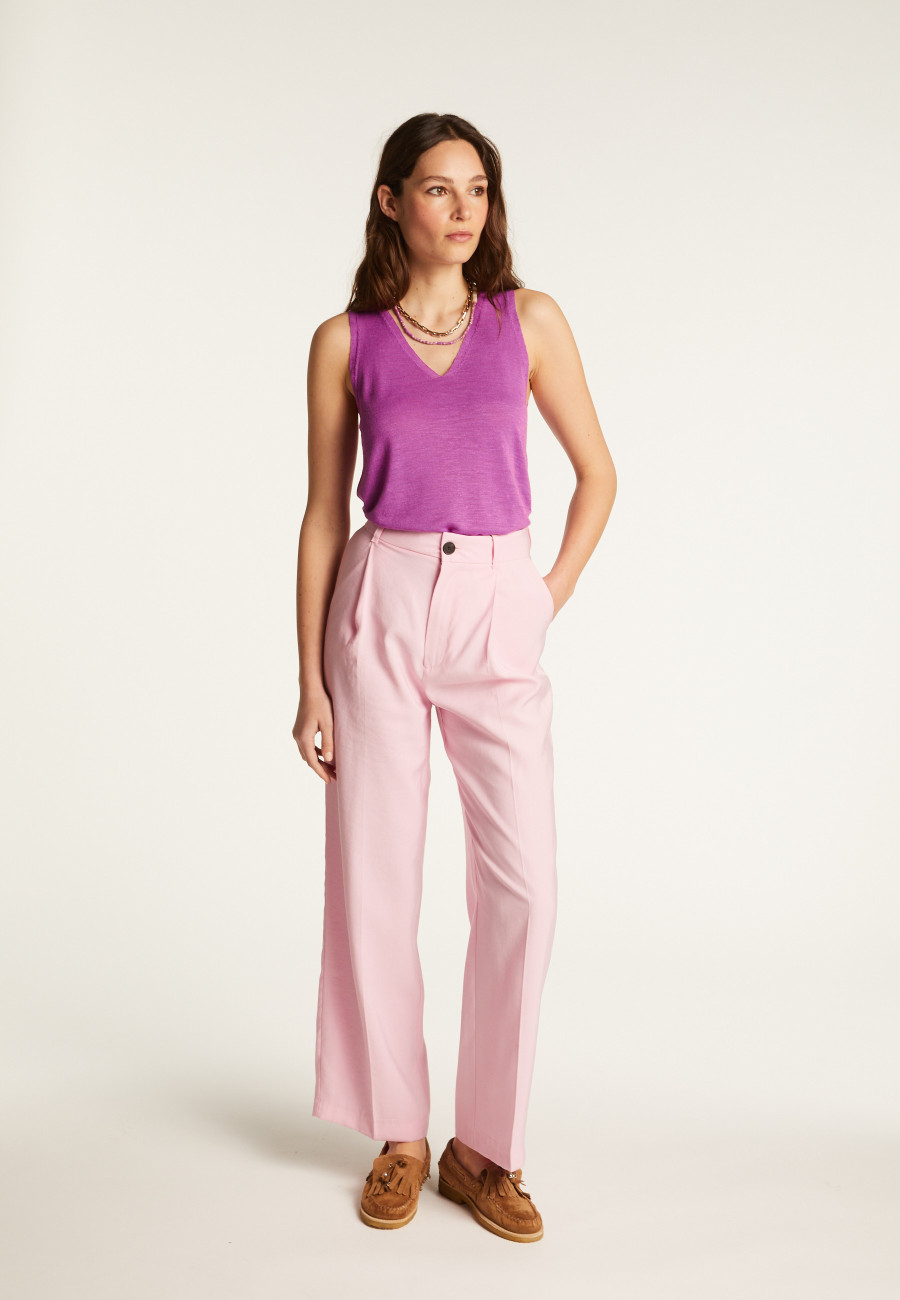 Slub linen V-neck tank top - Lalita