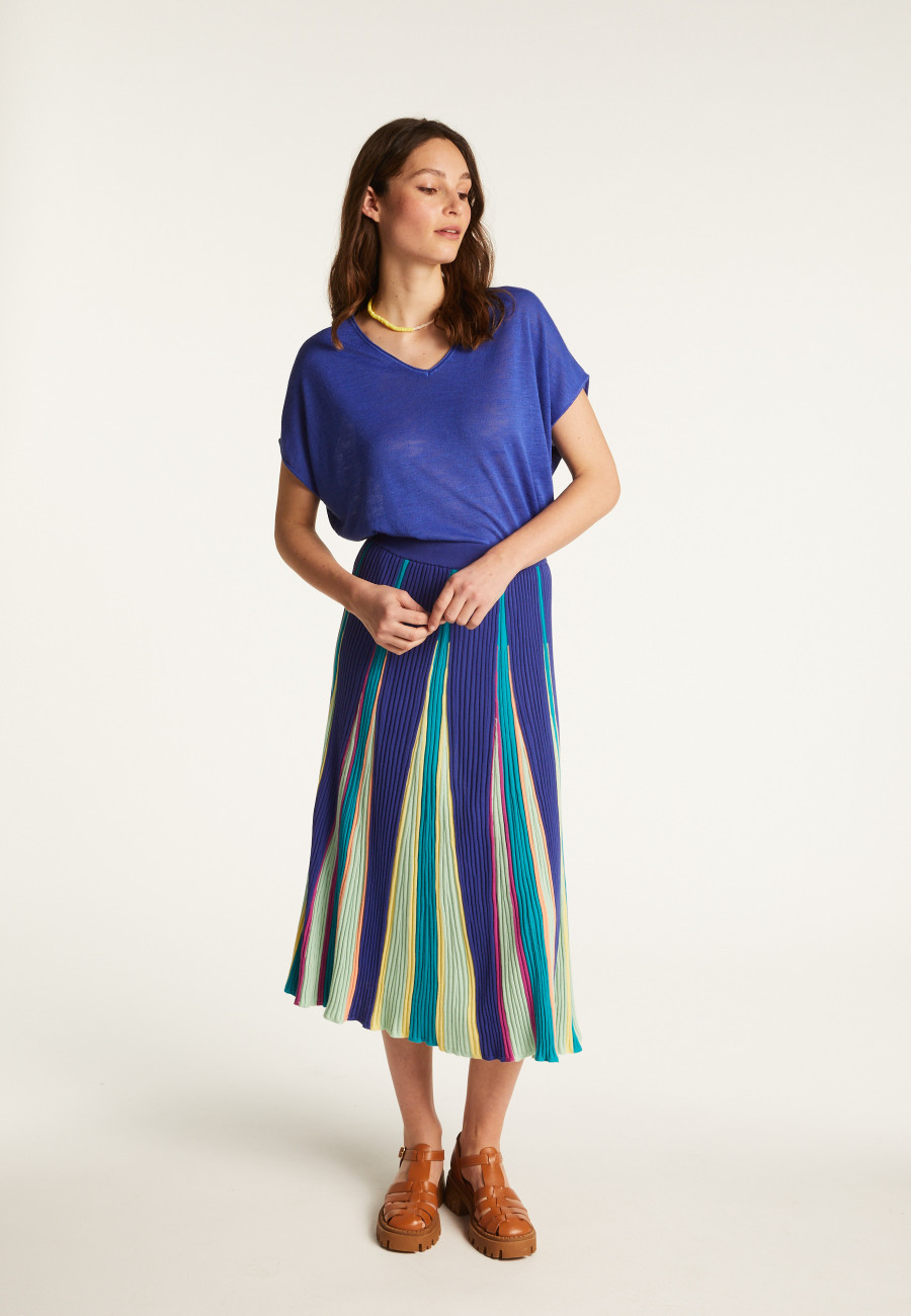 Camiseta col V en lin flammé - Larra