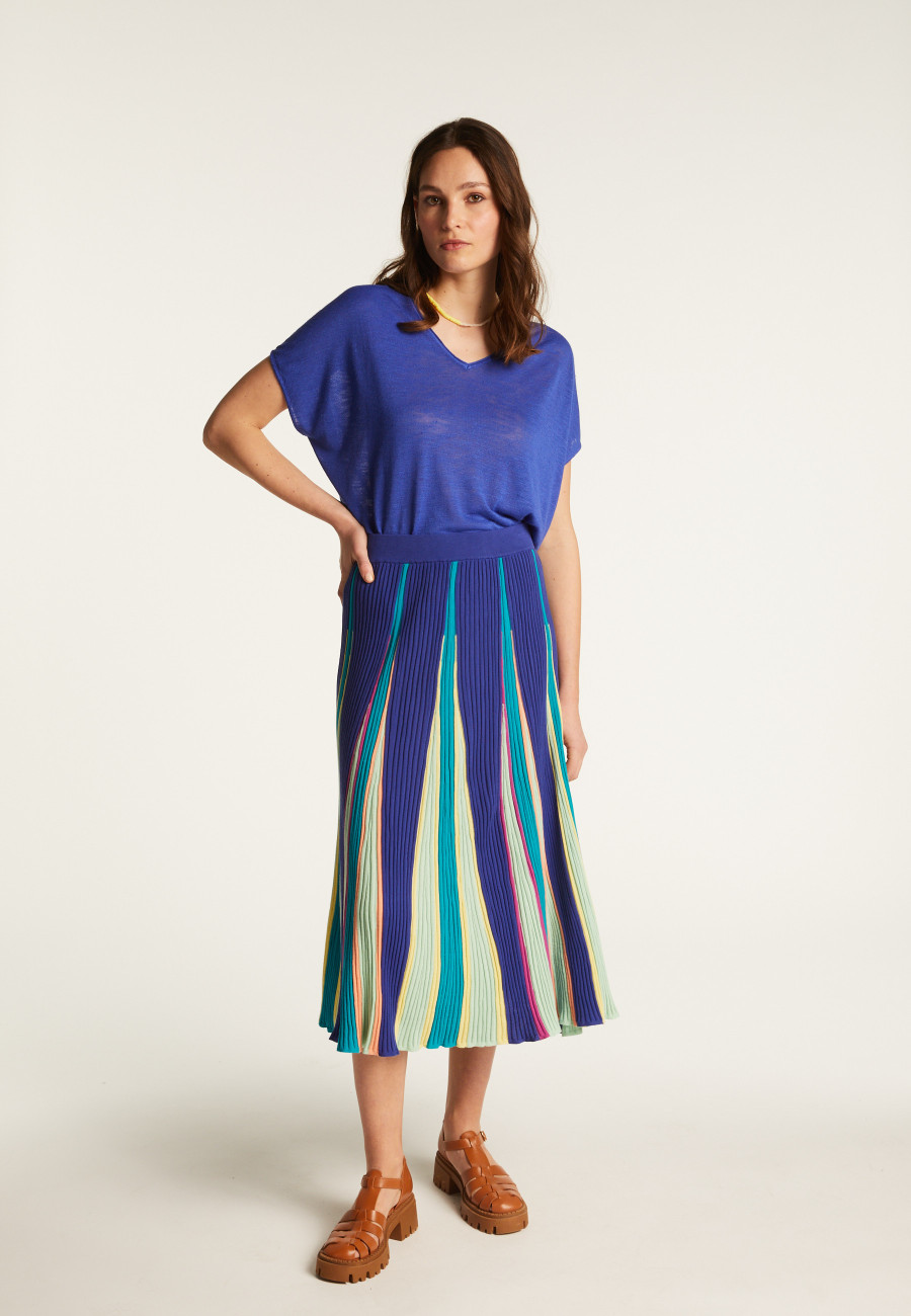 Camiseta col V en lin flammé - Larra