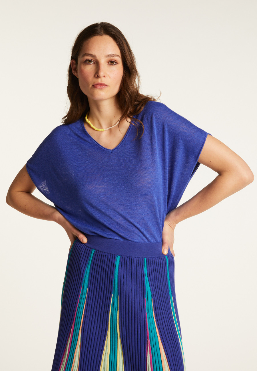 Camiseta col V en lin flammé - Larra