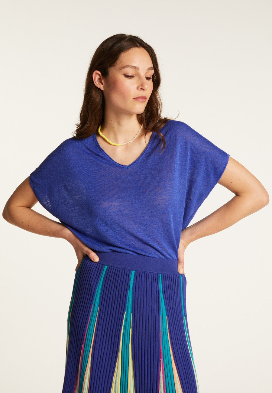 Slub linen V-neck T-shirt - Larra