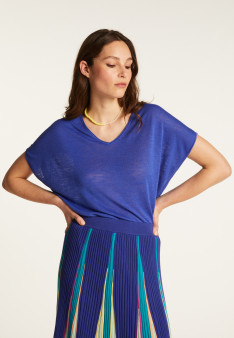 T-shirt col V en lin flammé - Larra