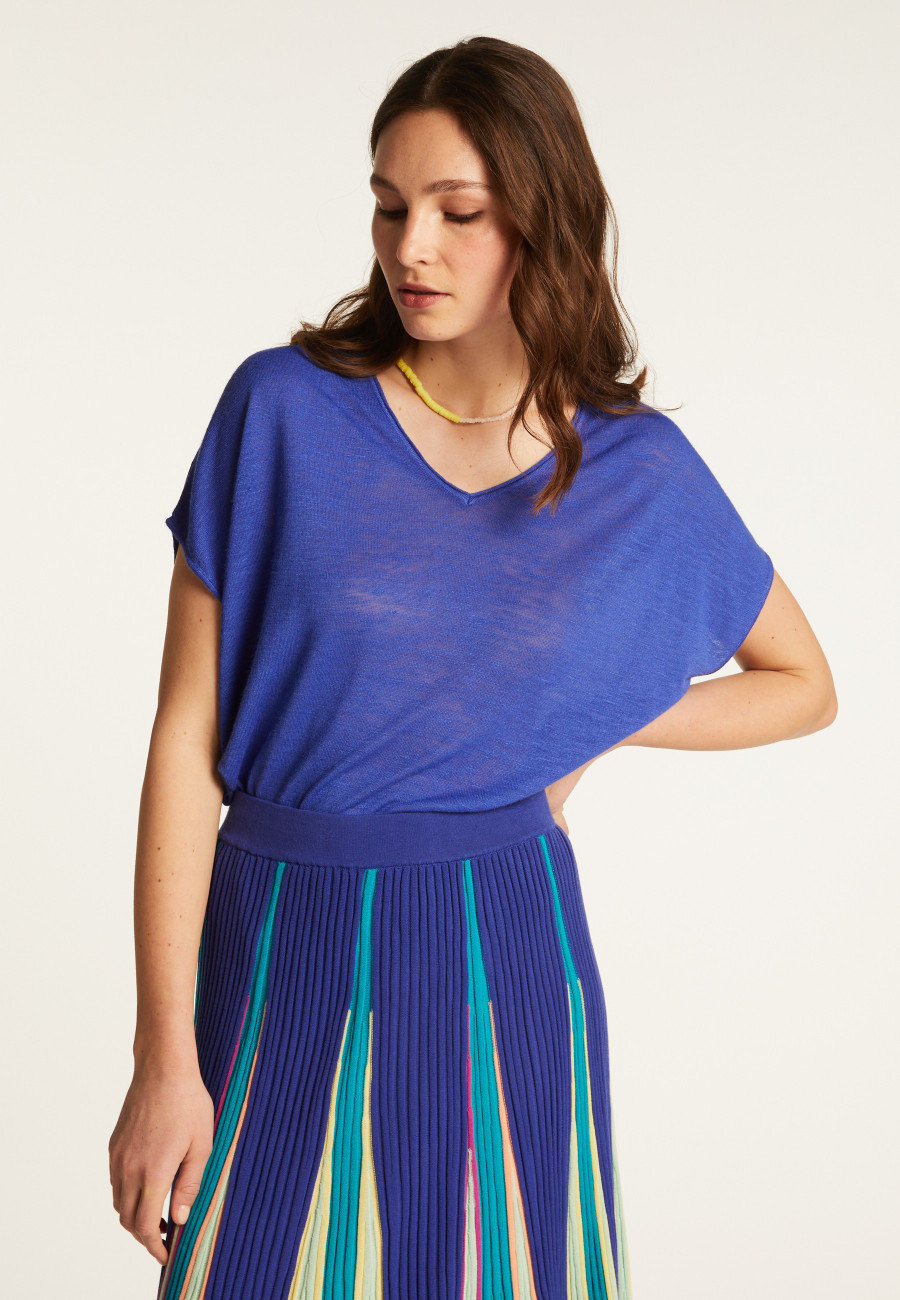 Camiseta col V en lin flammé - Larra