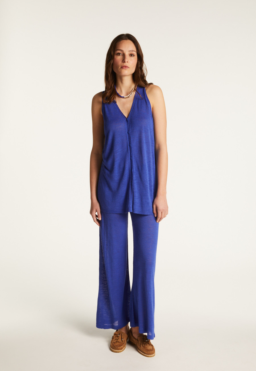 Short sleeved slub linen vest - Dara