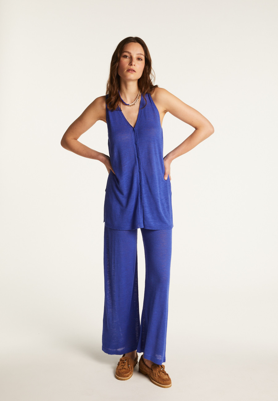 Short sleeved slub linen vest - Dara