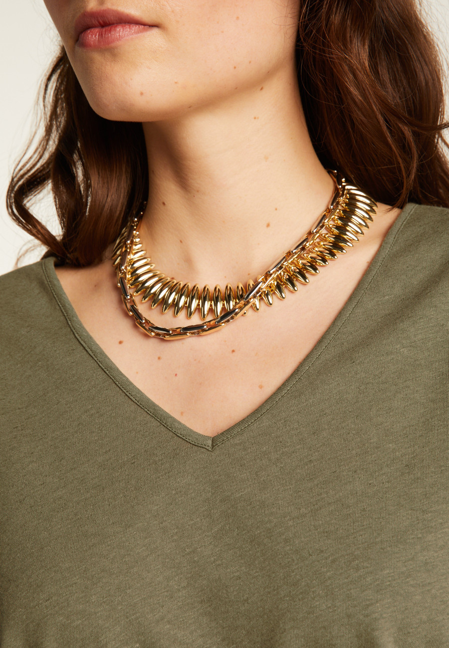 Camiseta de algodão com decote em V - Dasha