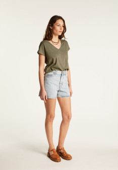 T-shirt col V en coton - Dasha