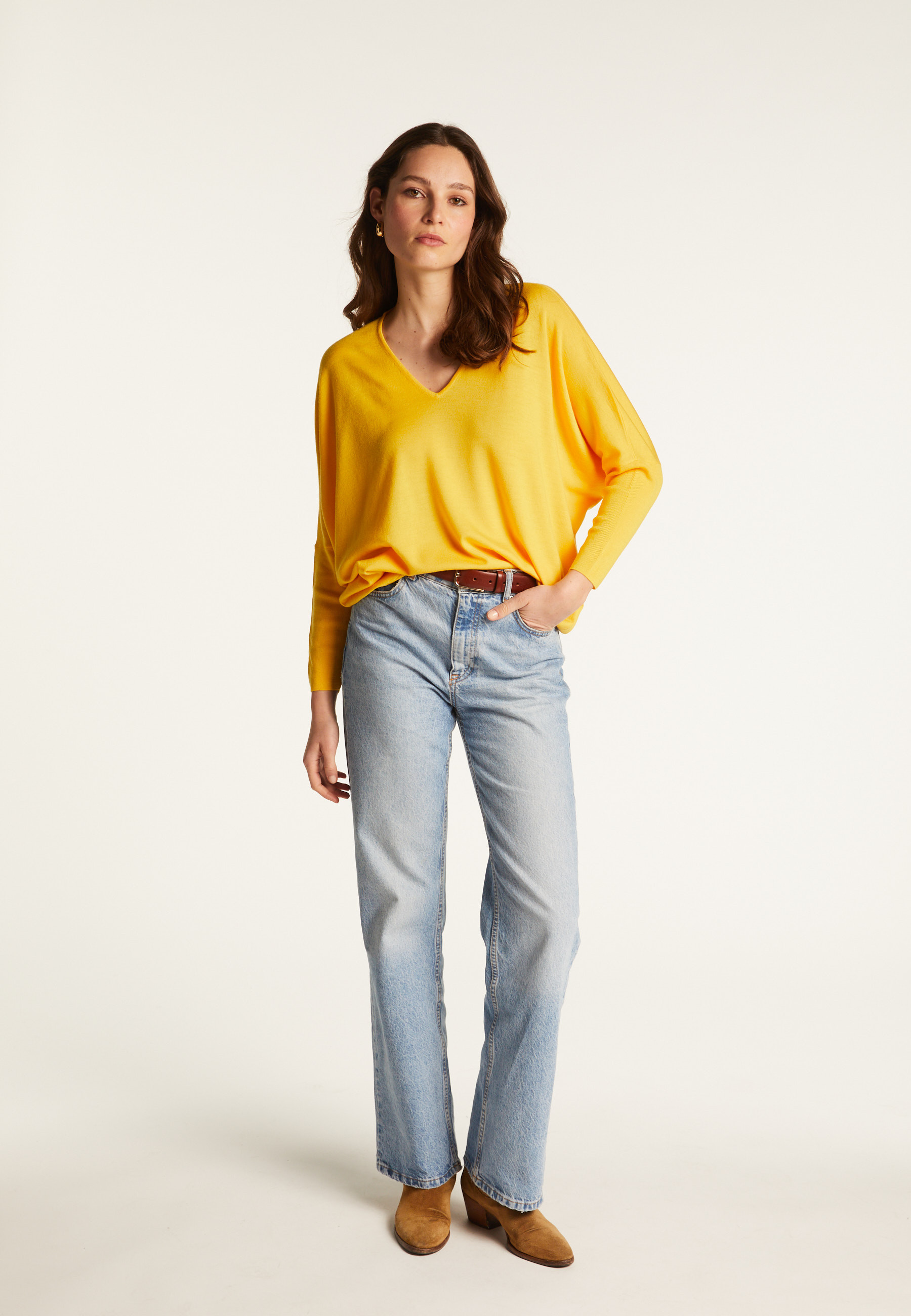 Pull manches chauve-souris en laine mérinos - Boxe 8252