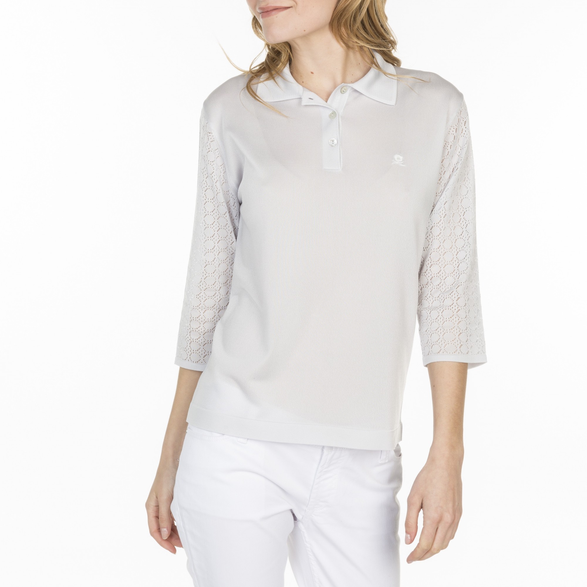 Polo manches fantaisie en Fil Lumière Laure 7080 lunar- 11 gris clair