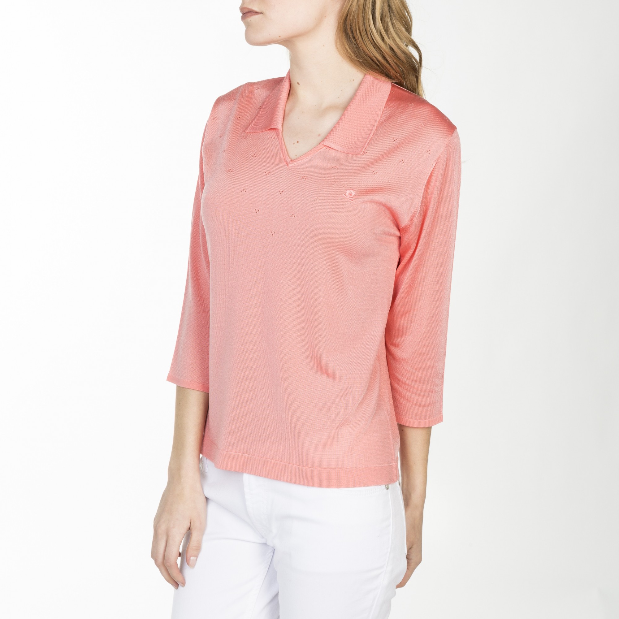 Tshirt col polo en Fil Lumière Lisa 529 melba- 25 rose moyen