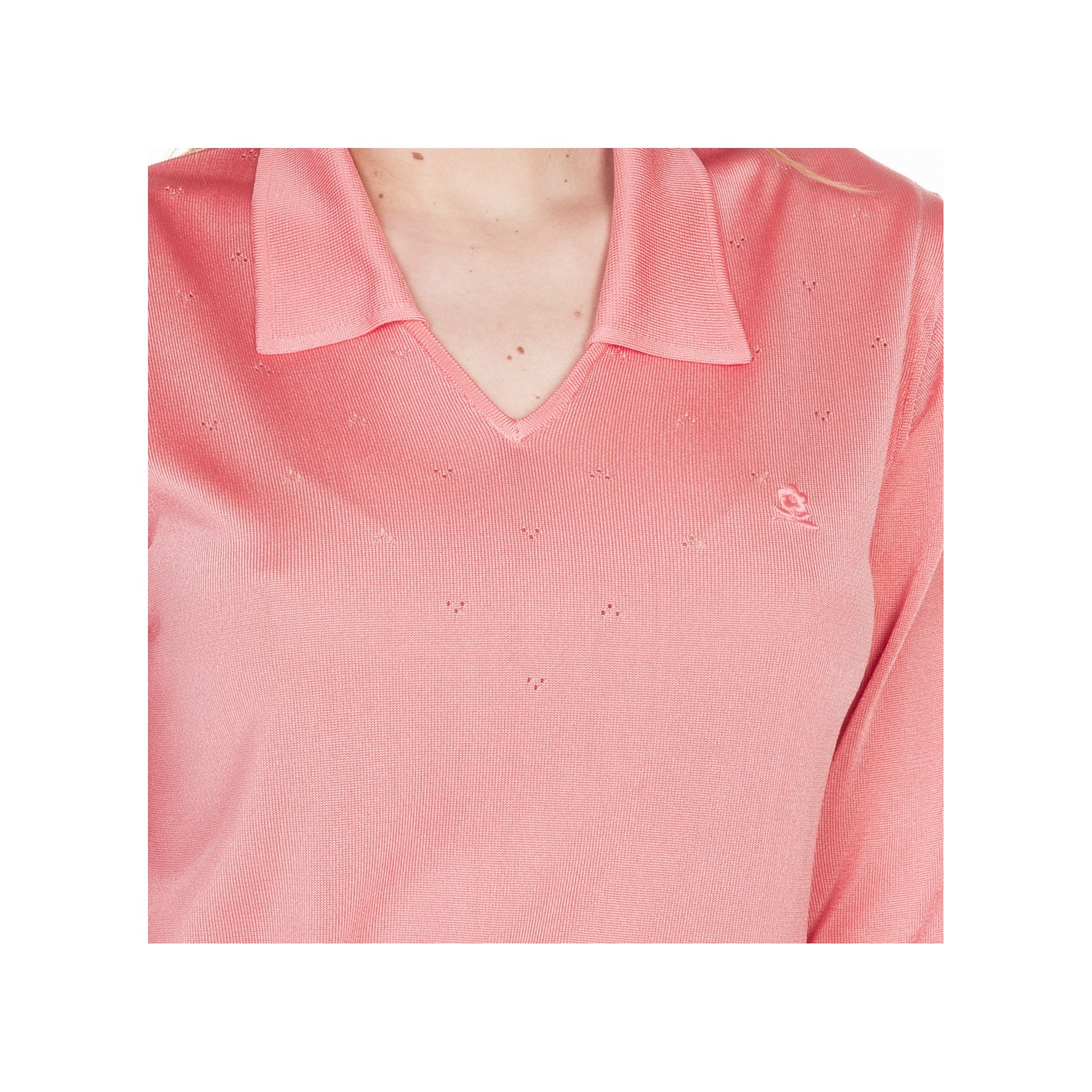 Tshirt col polo en Fil Lumière Lisa 529 melba- 25 rose moyen