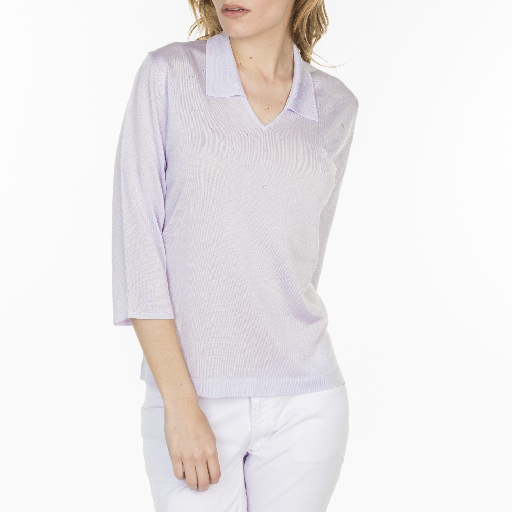 Tshirt col polo en Fil Lumière Lisa 7090 fluorite-16 violet clair