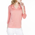 T-shirt col polo en Fil Lumière Lou 529 melba- 25 rose moyen