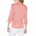 T-shirt col polo en Fil Lumière Lou 529 melba- 25 rose moyen