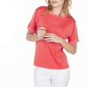 T-shirt uni manches fantaisie en Fil Lumière Laurie 6070 sorbet-15 orange
