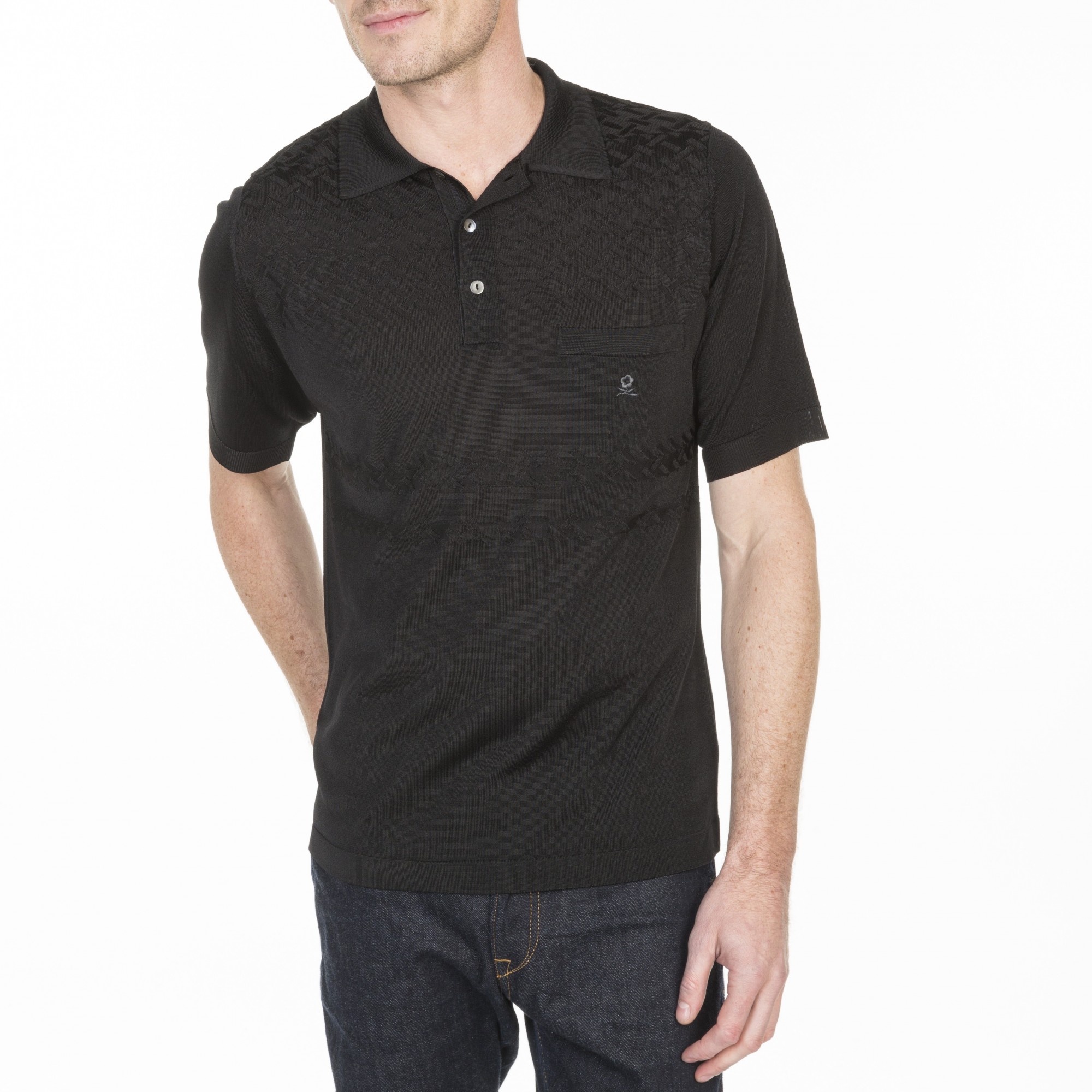 Polo motif croisillon  Louis-Eugène 0307 noir - 01 noir