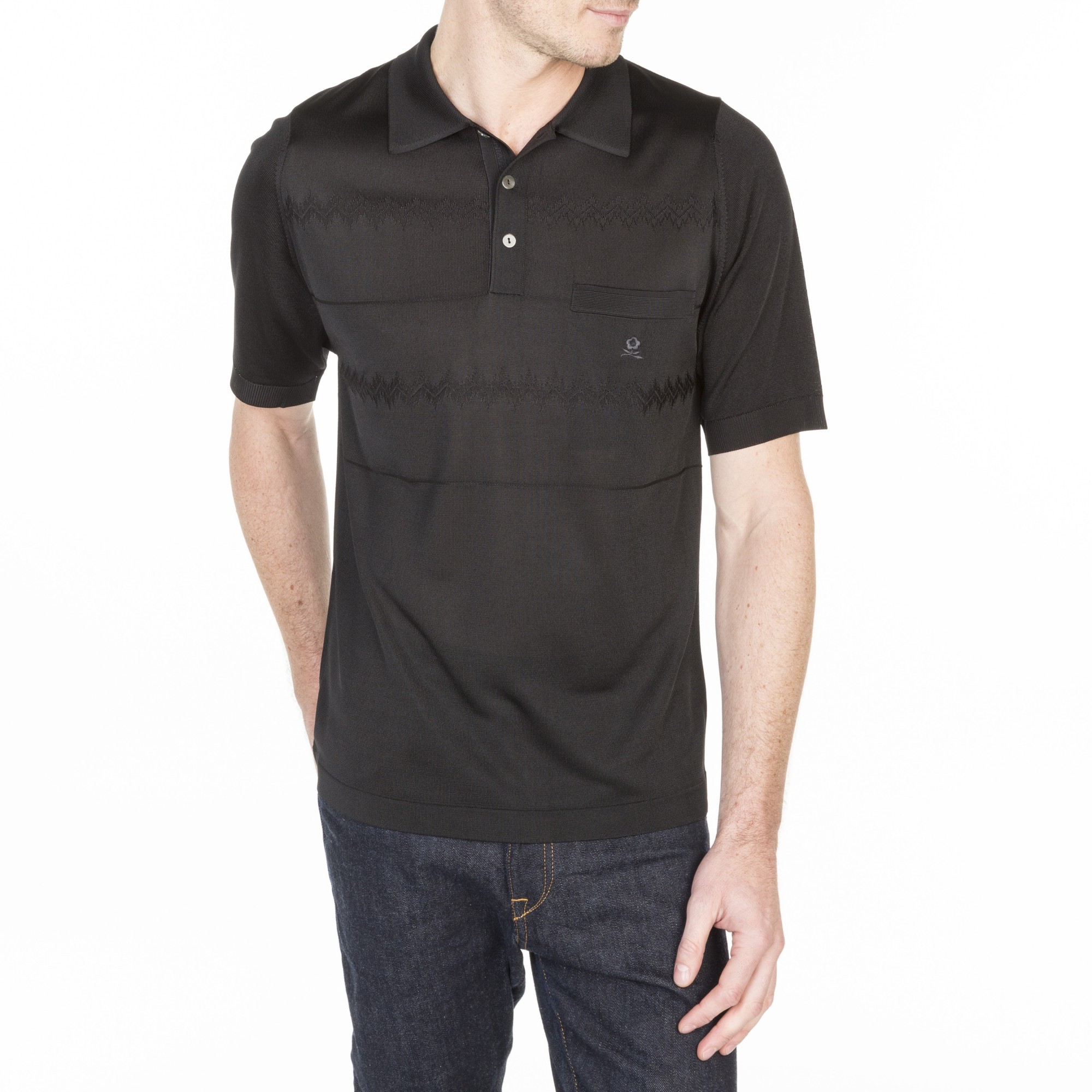 Polo à rayures en Fil Lumière Louenne 0307 noir - 01 noir 