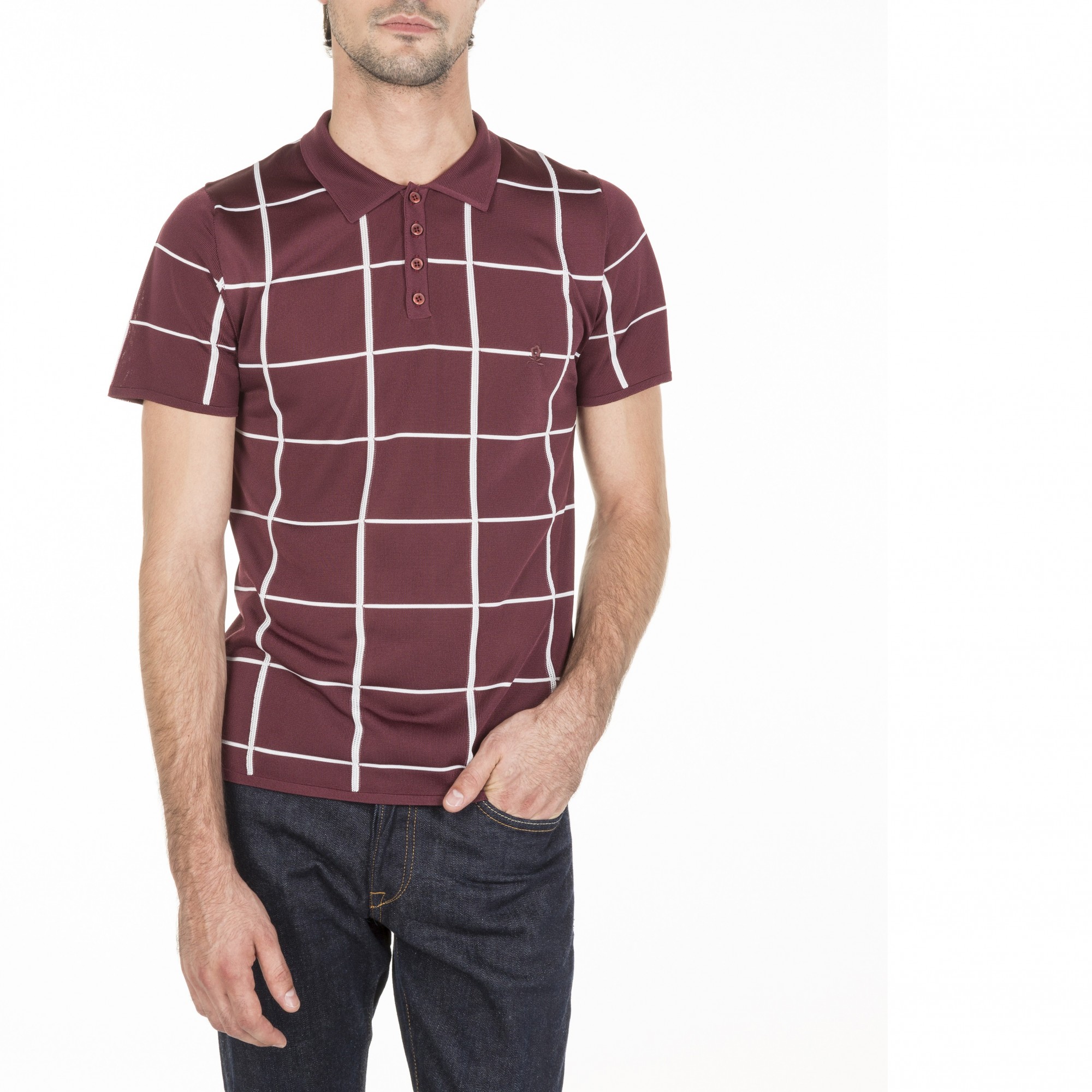 Polo homme carreaux Fil Lumière Marin