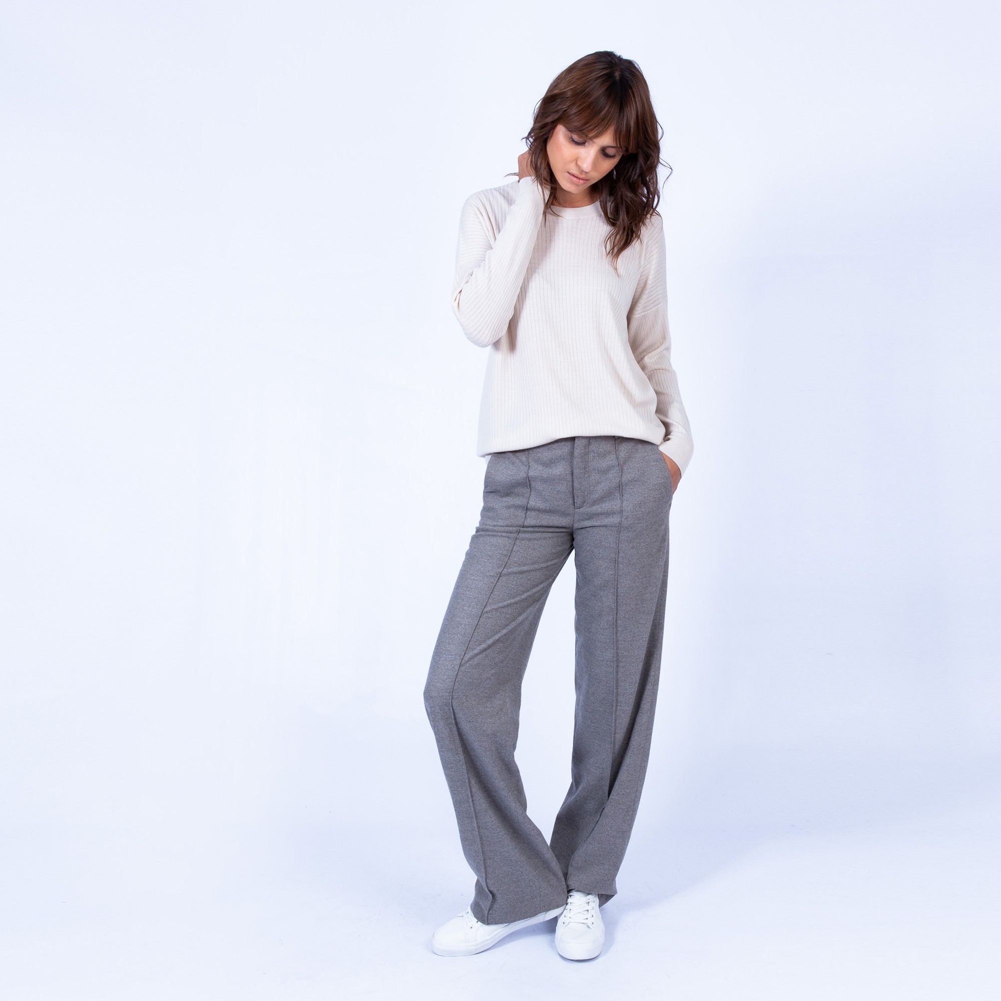 Pull oversize à côtes - Gladys 6360 Perle - 82 Ecru 