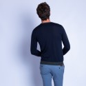Pull en laine mérinos - Florentin 6352 marine fusain - 83 kaki