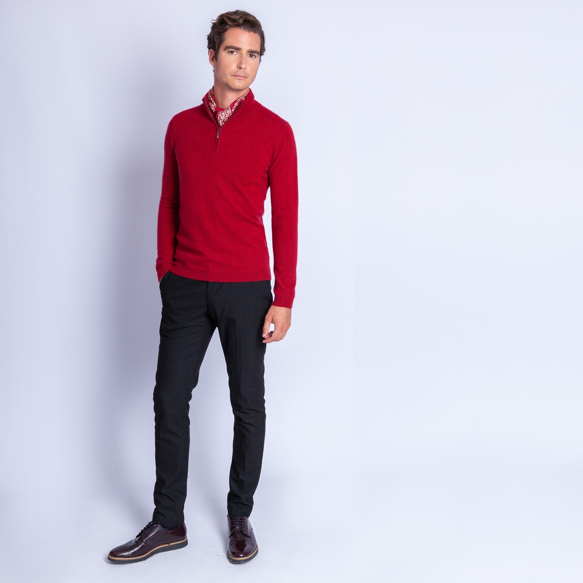 Pull col zippé en cachemire Filip 6343 imperial - 52 rouge