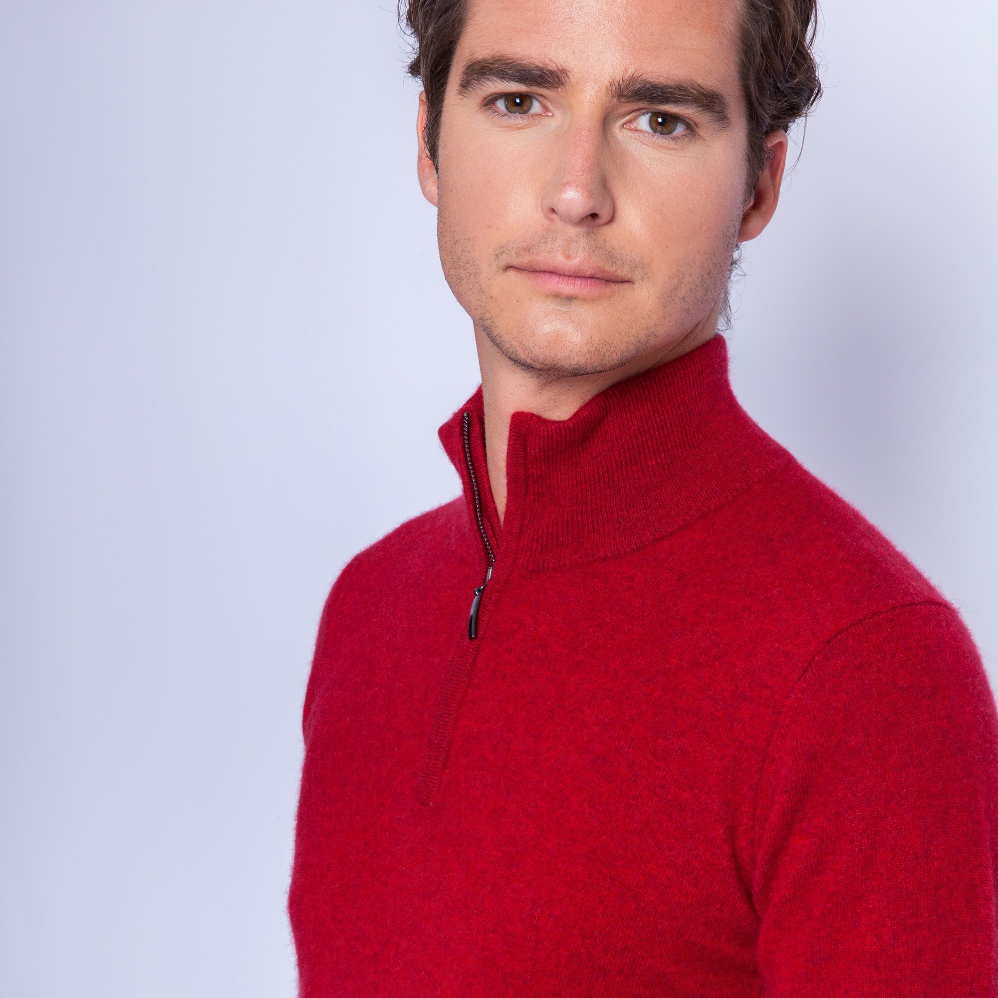 Pull col zippé en cachemire Filip 6343 imperial - 52 rouge