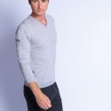 Pull col V en laine - Fox 6350 Glace - 11 gris clair