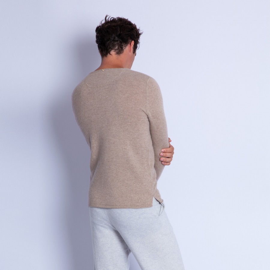 Cashmere jumper with grandad neckline - Olivier