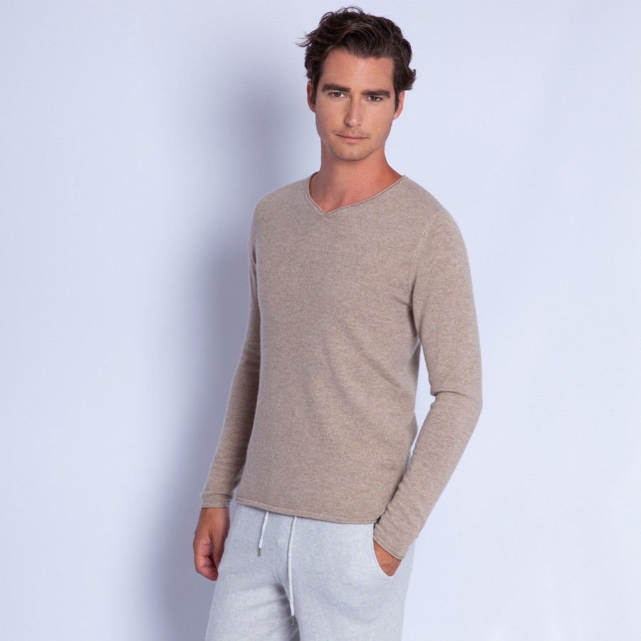 Cashmere jumper with grandad neckline - Olivier