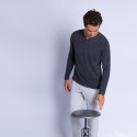 Pull col tunisien en cachemire - Henry 6397 rafale - 09 gris moyen