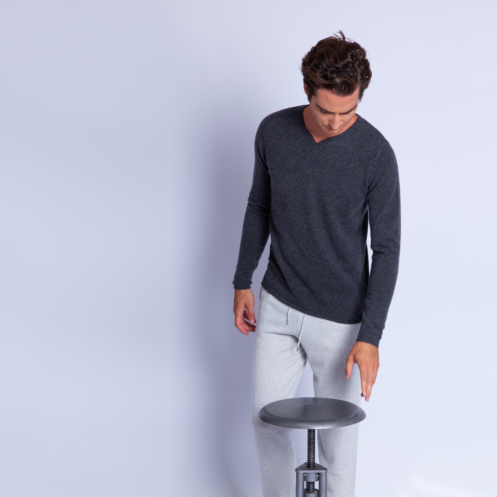 Cashmere jumper with grandad neckline - Henry