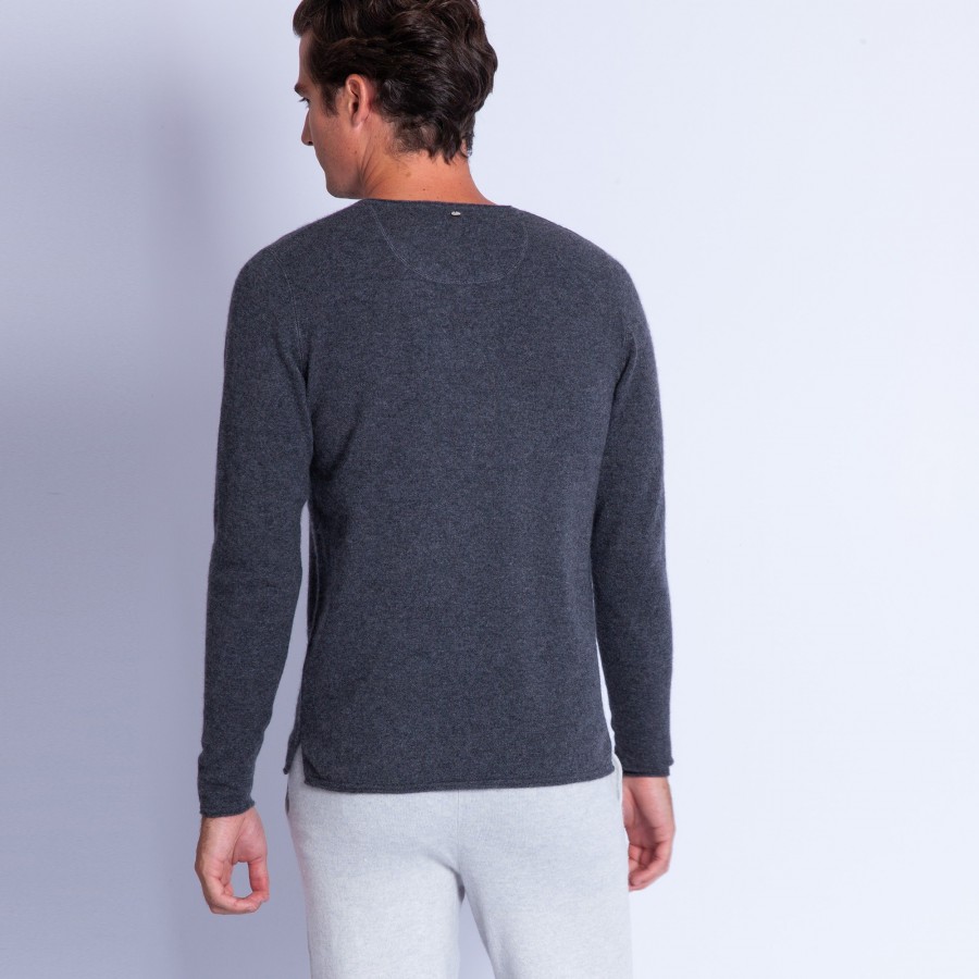 Cashmere jumper with grandad neckline - Olivier